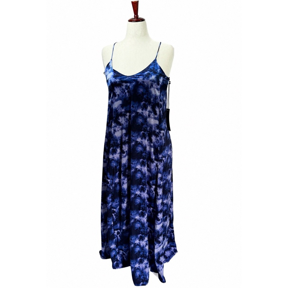 Nicole Miller NY Women's Blue Tie Dye Watercolor Maxi Dress Resort Wear NWT